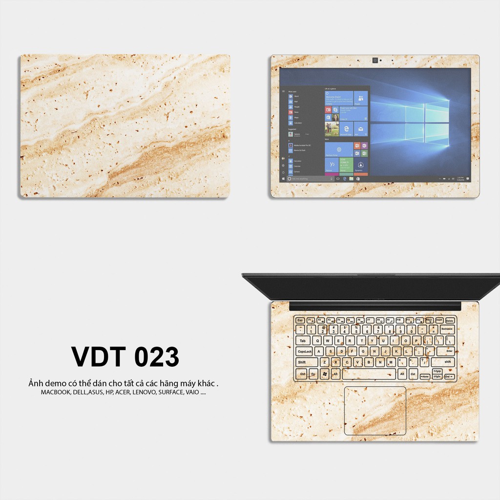 Bộ skin dán laptop mẫu Vân Đá / Có mẫu decal dán cho tất cả các hãng máy tính