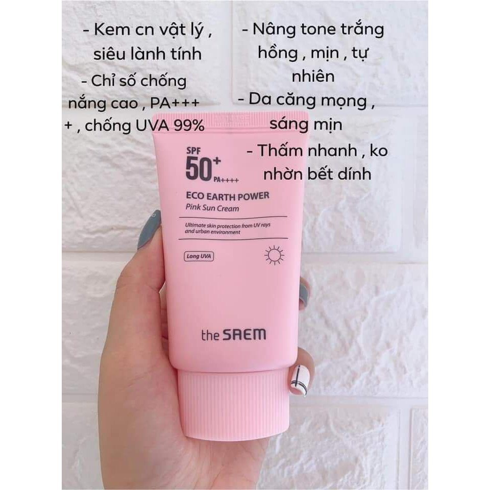 Kem Chống Nắng The Saem Eco Earth Power Sun Cream Bảo Vệ, Kiềm Dầu, Dưỡng Da Se Mịn Lỗ Chân Lông SPF50/PA+++