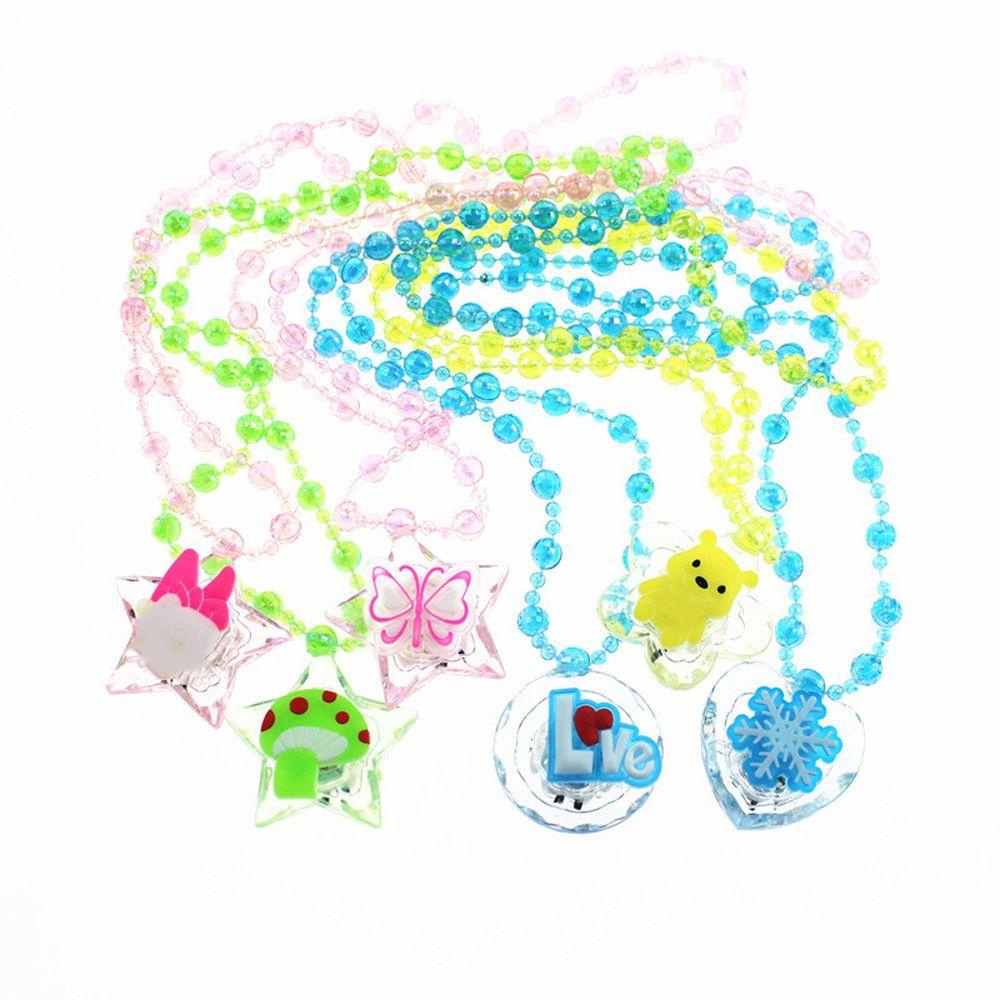 YIYU Vòng cổ Hạt Acrylic Phát Sáng Hình Hoạt Hình Dành Cho Trẻ Em Hóa Trang