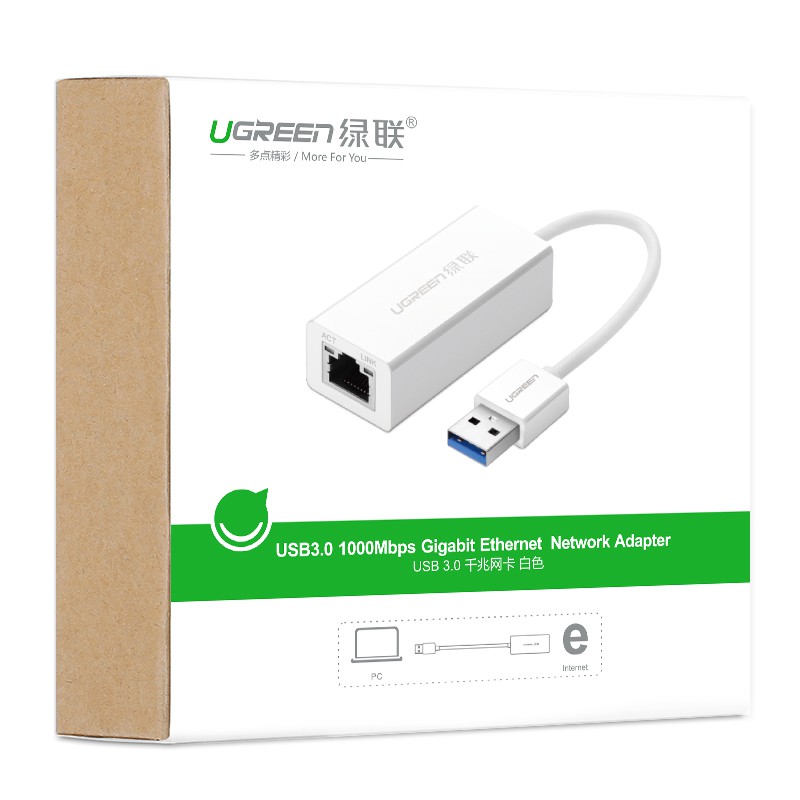 Cáp Chuyển USB 3.0 Sang Lan 1000Mbps Ugreen 20255 - USB 3.0 To Lan - Hàng Chính Hãng