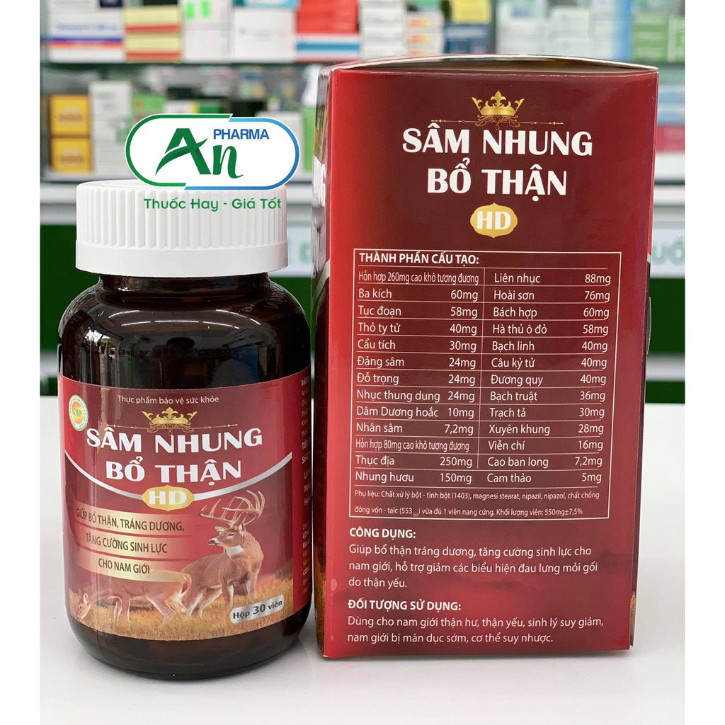 Sâm nhung bổ thận HD ( hộp 30 viên)