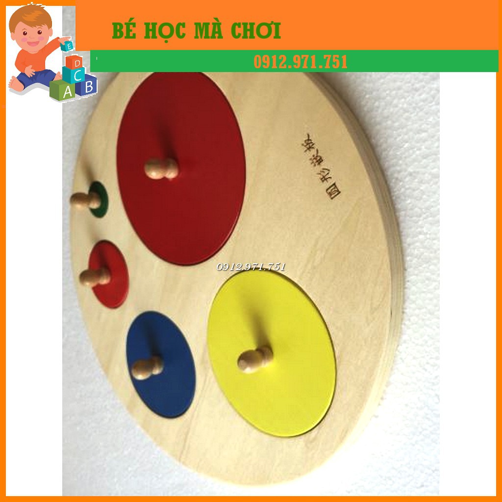 Bảng ghép hình tròn to nhỏ CHUẨN MONTESSORI| Giáo cụ Montessori 0-3