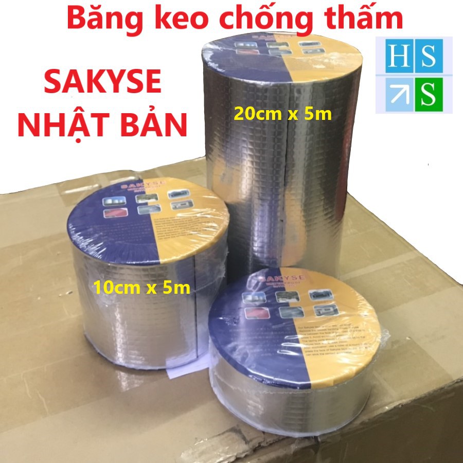 (Khổ 10cm x 5m) Băng keo chống thấm Nhật Bản SAKYSE - Siêu dính, dùng trên mọi vật liệu, chống chịu mọi thời tiết
