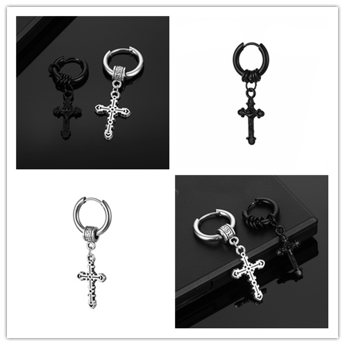 1 Bông Tai Tròn Bằng Thép Không Gỉ Phong Cách Gothic Hàn Quốc