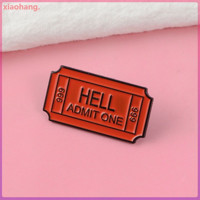 Ghim cài áo hình vé máy bay Hell Admit One 666