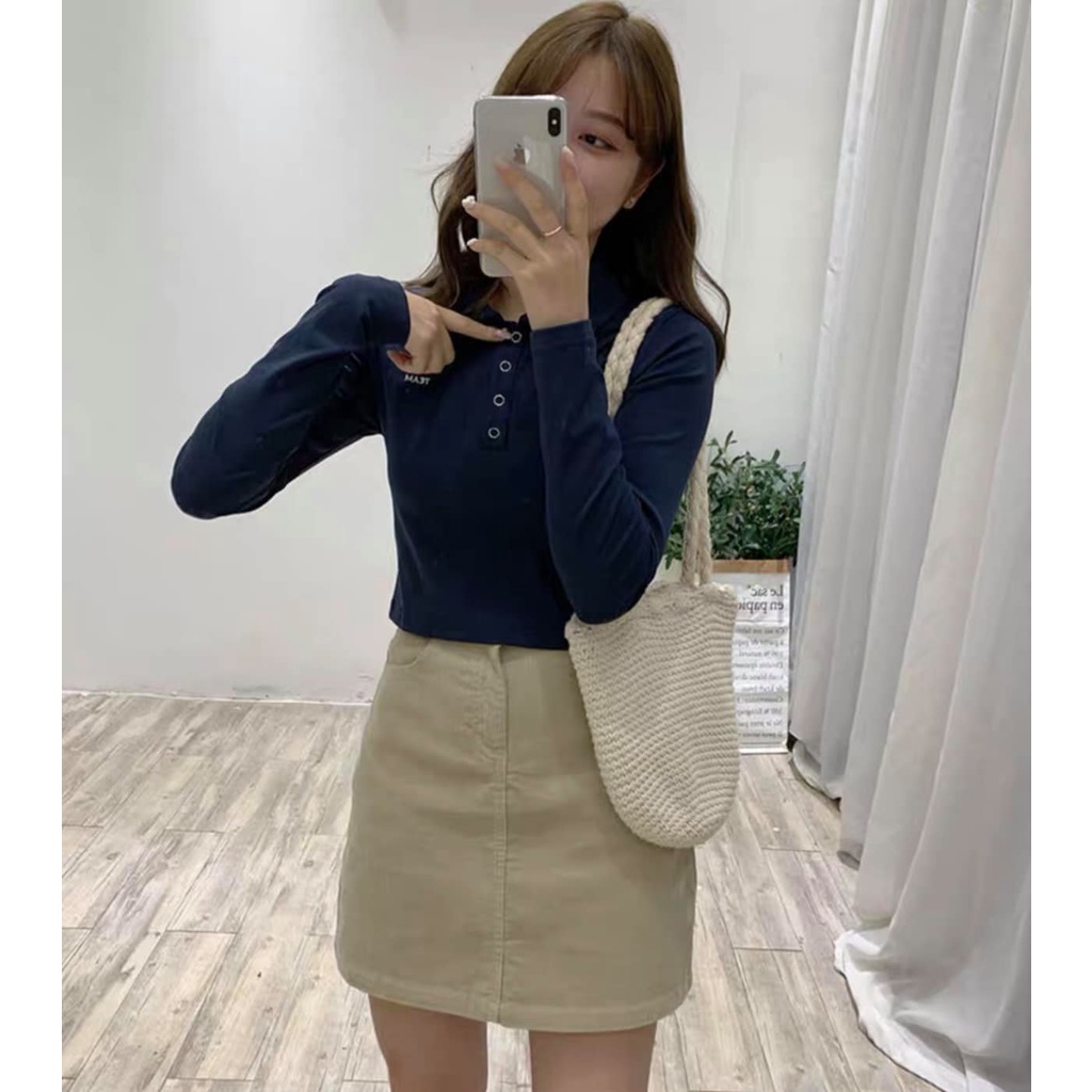 Chân váy chữ A nhung trơn