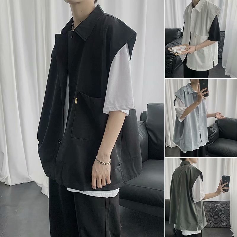 Men's fashion casual solid color sleeveless jacket