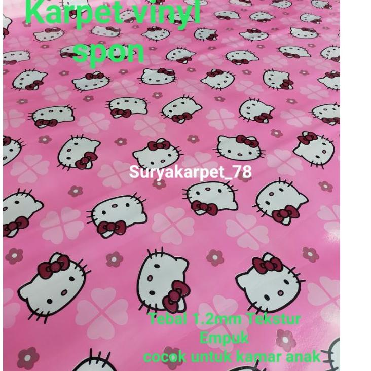 Thảm Trải Sàn Bằng Xốp Vinyl Rộng 2mt Hình hello kitty Dễ Thương 0.5mt x 2mt QBK DA Giảm Giá