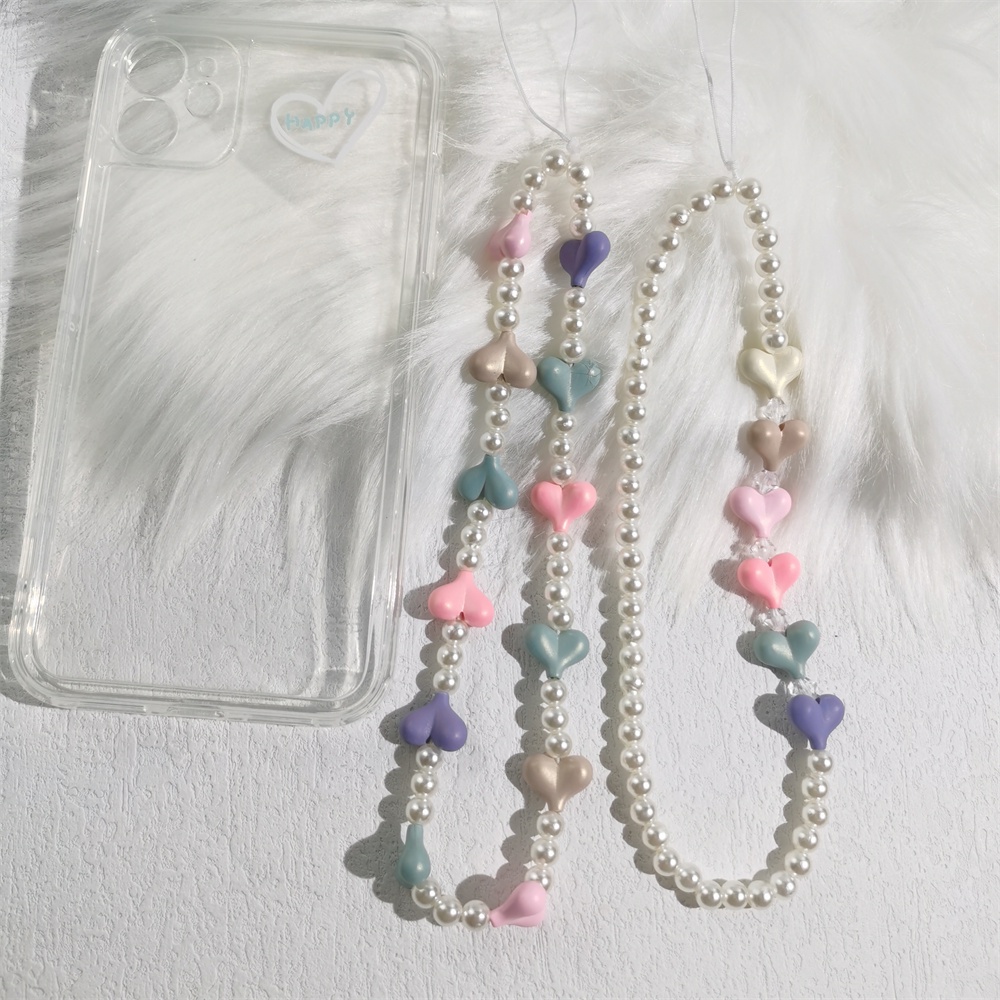 Dây Hạt Ngọc Trai Bằng Acrylic Mềm Chống Thất Lạc Gắn Điện Thoại Di Động Tiện Lợi