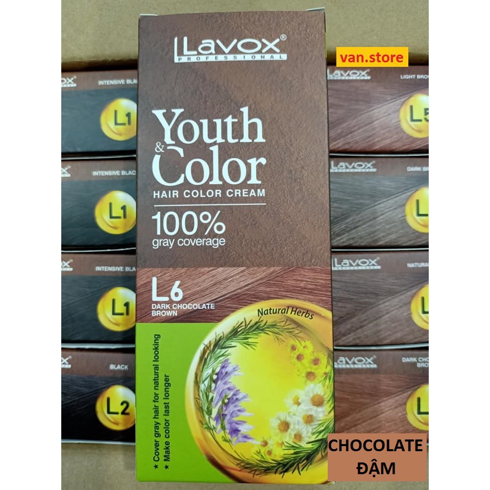[ĐỦ MÀU] 5 Hộp Nhuộm Phủ Bạc Cao Cấp LAVOX 60mlx2 [Đen/ Nâu Đen/ Nâu Nhạt/ Nâu Sáng/ Nâu Chocolate] L1 - L6