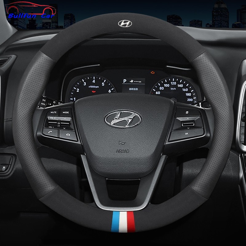 Vỏ Bọc Vô Lăng Xe Hơi Bằng Da Thoáng Khí Cho Hyundai Elantra i10 Grand Starex SantaFe Sonata Tucson Getz Matrix Accent Lafestara ix25 ix35 2018 2019 2021