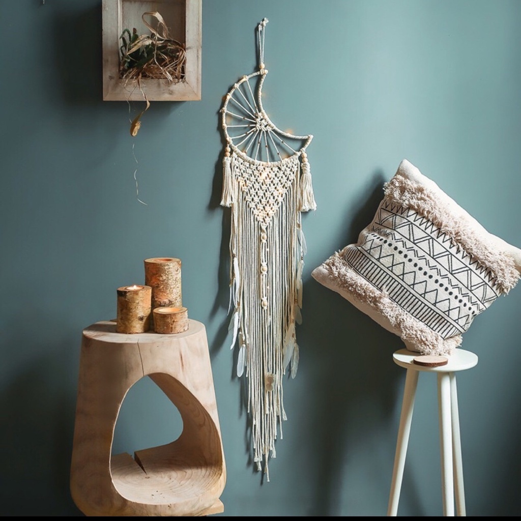 Dreamcatcher macrame trăng khuyết treo tường