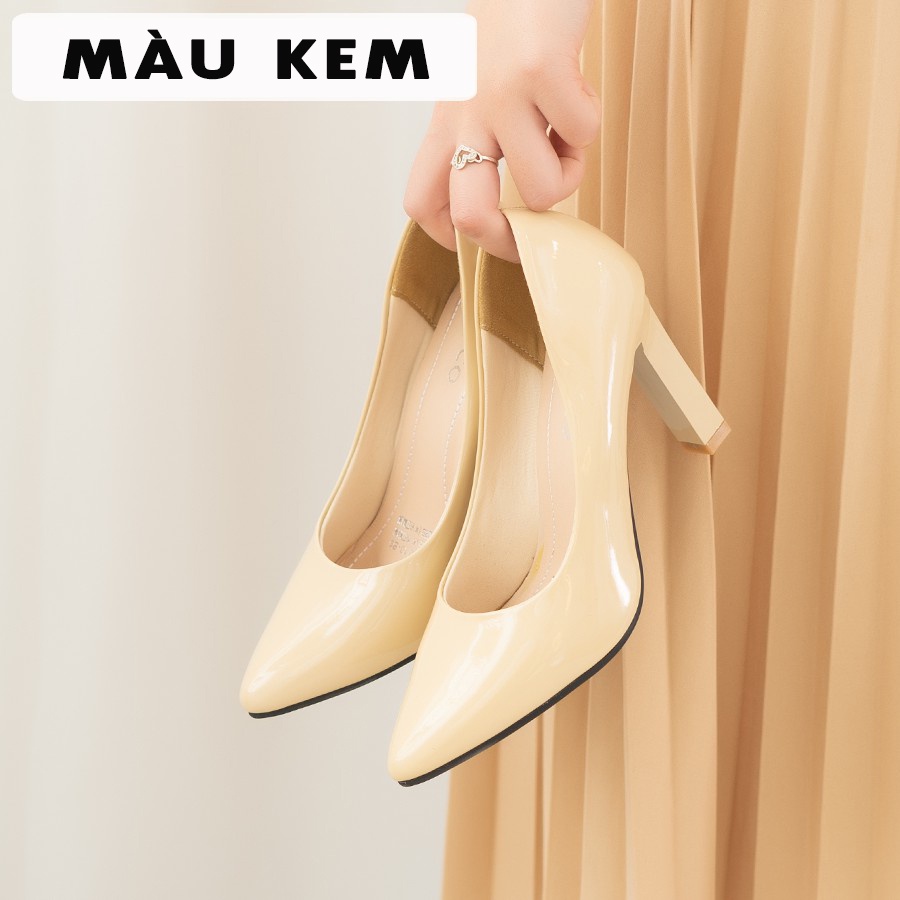 GIÀY CAO GÓT BÍT MŨI DA BÓNG TRƠN CAO 8 PHÂN - JICO SHOES -