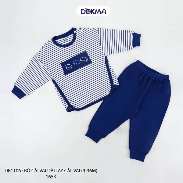 Bộ cài vai dài tay cotton dày Dokma DB1106 (9-36m)