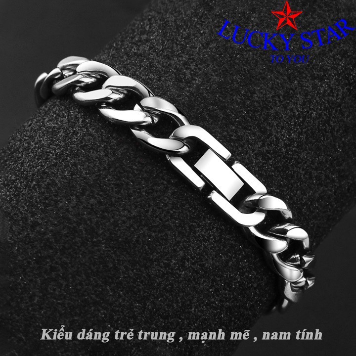 Lắc tay nam thời trang cá tính bảng xích lớn inox 1,1 cm