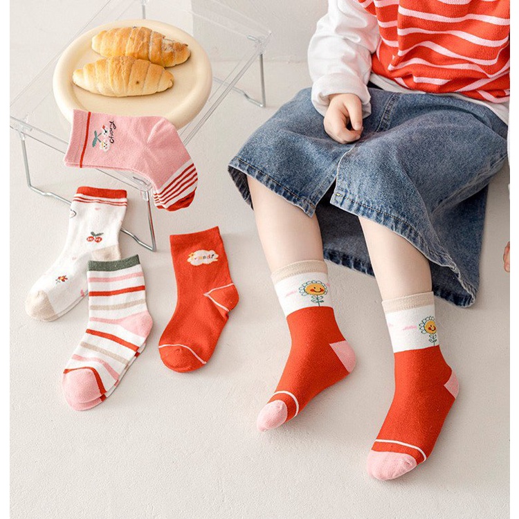 Set 5 đôi tất cho bé trai bé gái - LuliQueen - Tất vớ trẻ em cotton mềm mại