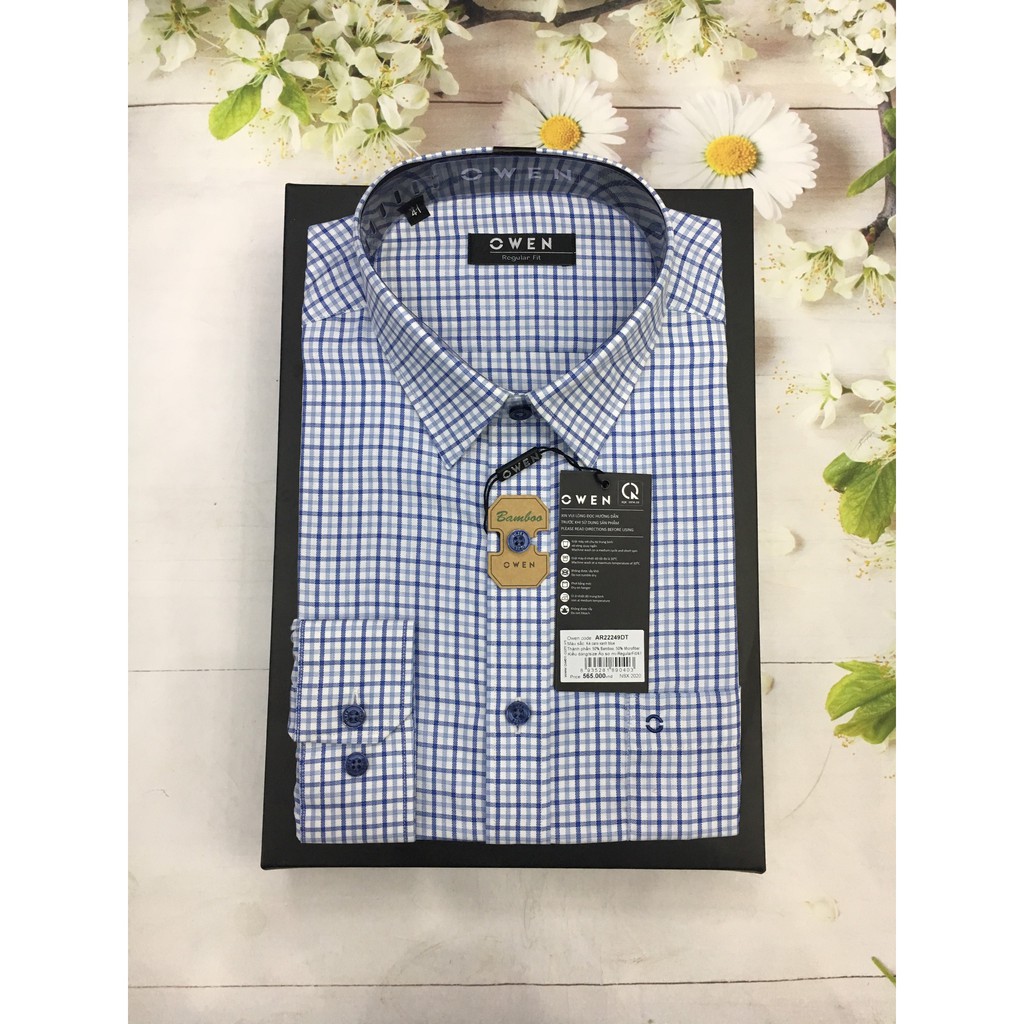 ÁO SƠ MI NAM DÀI TAY OWEN MỚI 2020 AR22249 KẺ CARO XANH BLUE | BigBuy360 - bigbuy360.vn