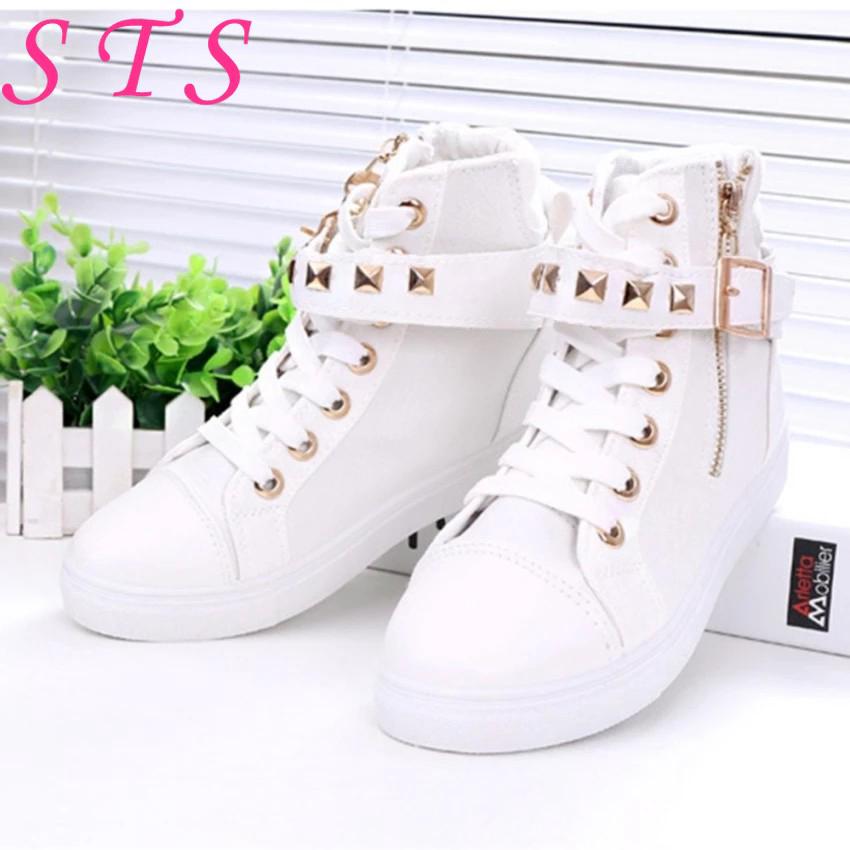 GIÀY SNEAKER NỮ CỔ CAO NẠM KIM LOẠI