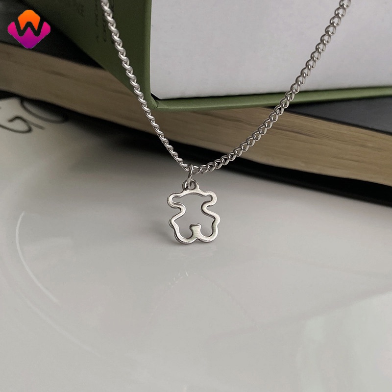Vòng cổ Mặt Hình Gấu Rỗng Kiểu Dáng Đơn Giản Cho Nữ