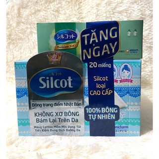 (Tặng 1 Hộp 20 miếng) Bộ 2 hộp Bông trang điểm (bông tẩy trang) Silcot 82 miếng/hộp