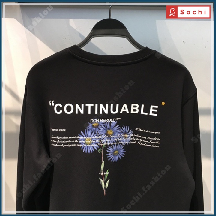 Áo sweater nam cổ tròn, áo giữ nhiệt mềm mịn nam tính in Continuable mã SW696