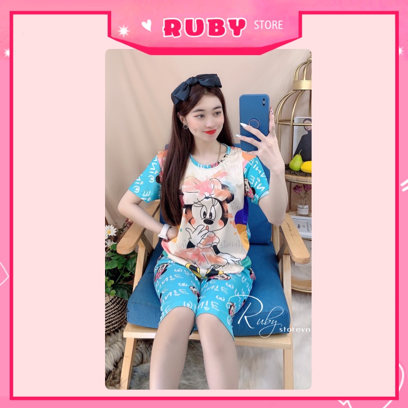 Đồ bộ nữ mặc nhà in hình Minnie đáng yêu chất thun mềm mịn Free Size Dưới 47KG  ❤ Rubystorevn