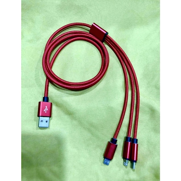 📣📣📣 Cáp sạc điện thoại tích hợp 3 đầu đa năng chính hãng-Dây dù 1.2m