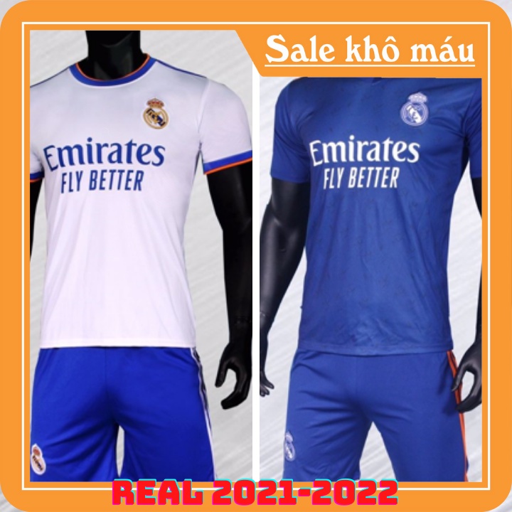 Áo đá bóng CLB Real mới nhất 2021-2022, áo đá banh, đồ đá banh thun lạnh cao cấp chuẩn thi đấu, áo đá bóng nam