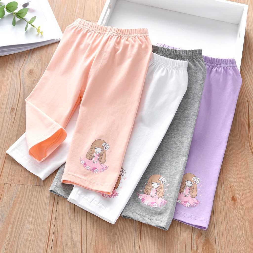 Quần Legging đùi cô gái chất liệu cotton đẹp co giãn thoải mái cho bé gái 10 - 50kg