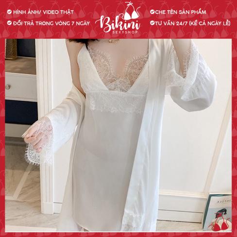 ❣️ Váy ngủ nữ 2 dây chất liệu lụa Quảng Châu phối ren ngực gợi cảm Freesize màu đen/ đỏ/ trắng/ hồng/ xanh SN05