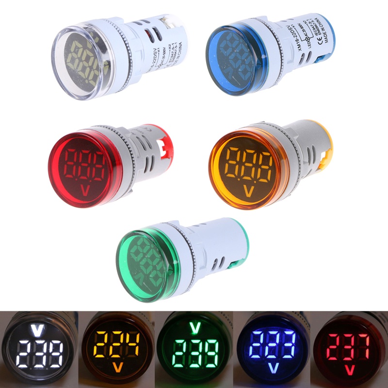 Vôn Kế Kỹ Thuật Số 22mm AC 60-500V Có Màn Hình LED 5 Màu