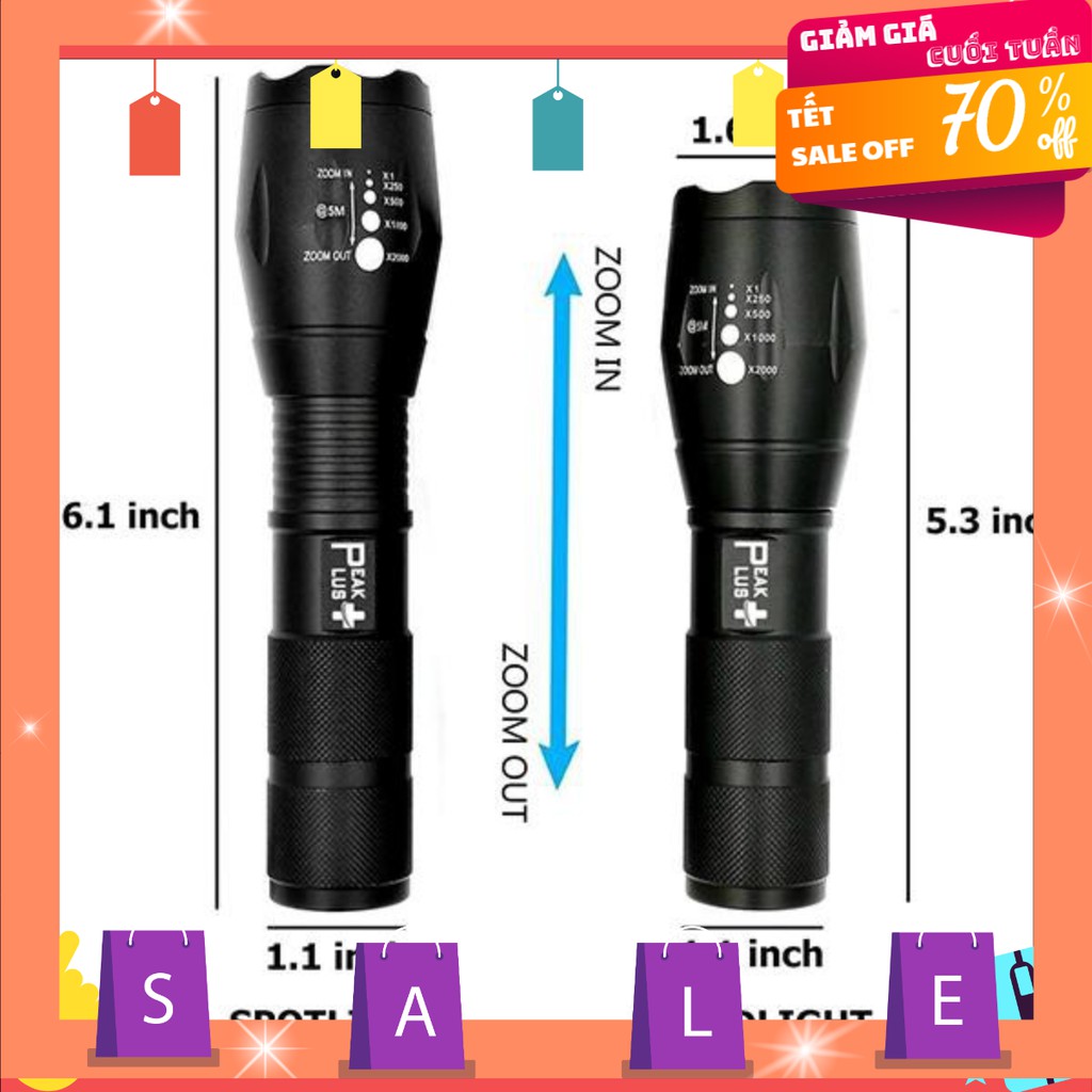 Đèn Pin Siêu Sáng Cao Cấp T6 Hợp Kim Chống Nước Pin Có Thể Sạc Lại (Loại Tốt_Có rôn phía sau) | BigBuy360 - bigbuy360.vn