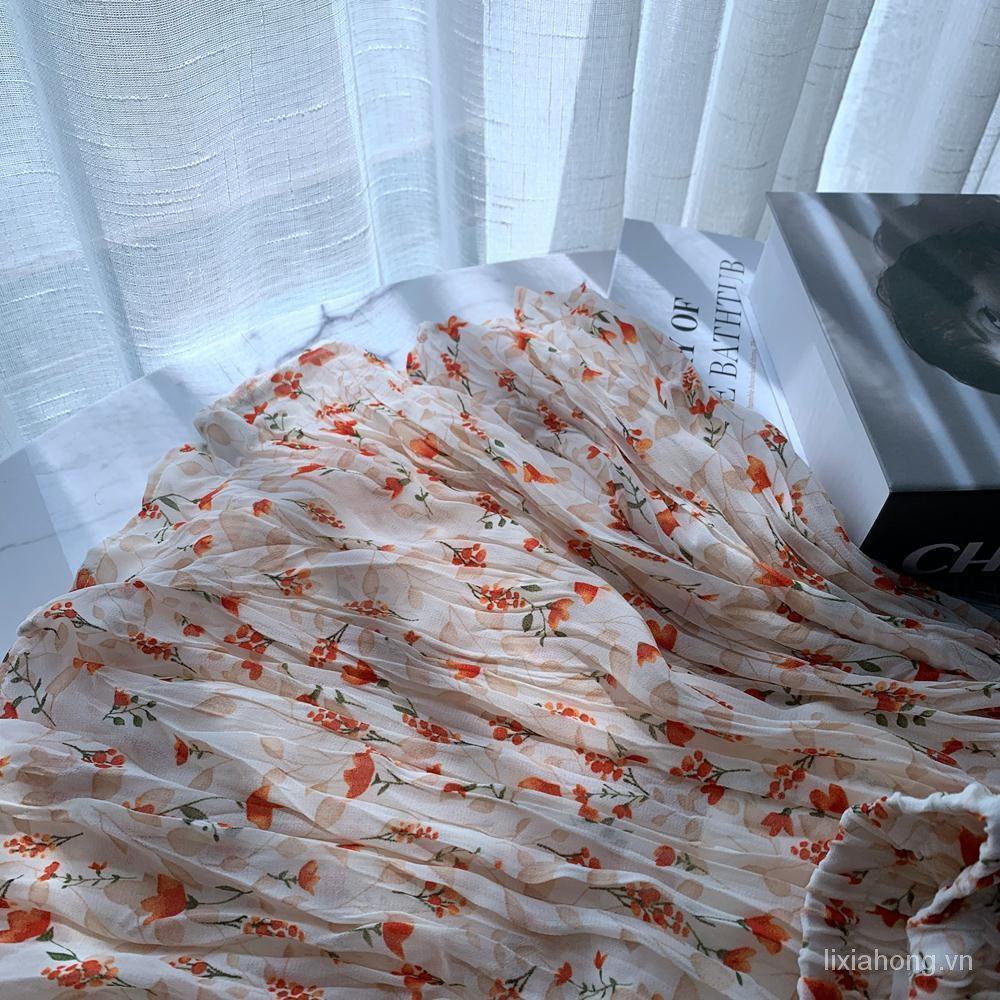 Chân Váy Chiffon Lửng In Hoa Phối Bèo Phong Cách Hàn Quốc Thời Trang Mùa Hè Mới Cho Nữ | BigBuy360 - bigbuy360.vn