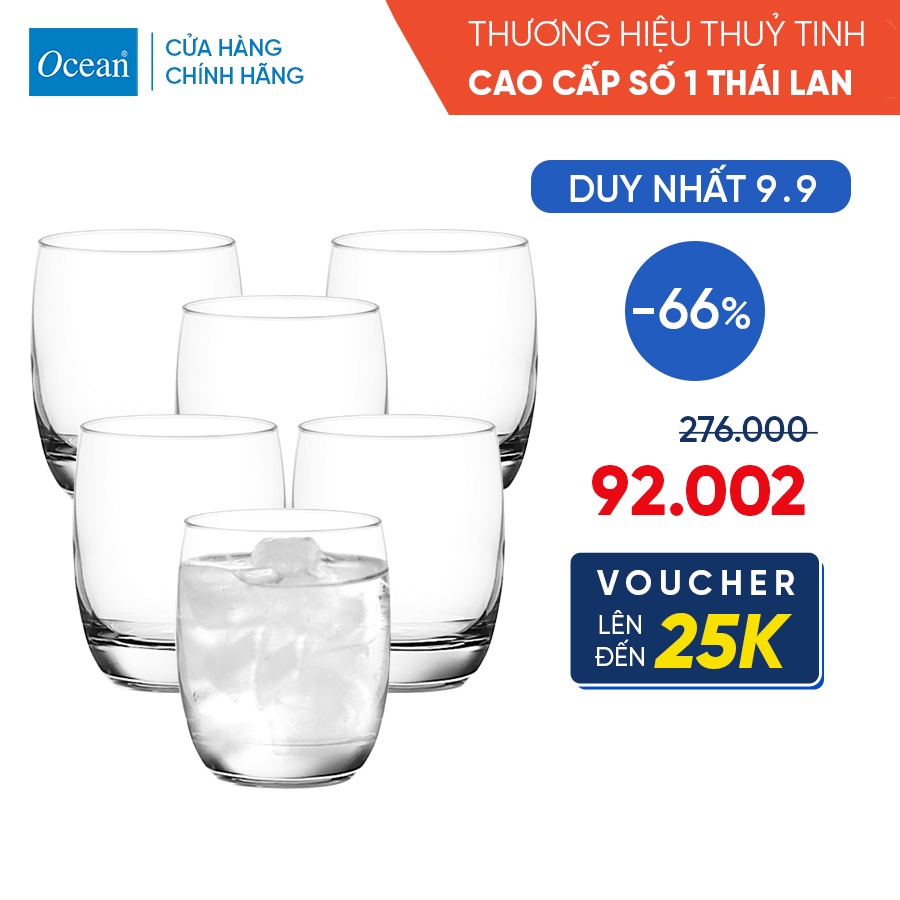 Bộ 6 Ly Thủy Tinh - Ocean Ivory Rock 265ml - Chính Hãng