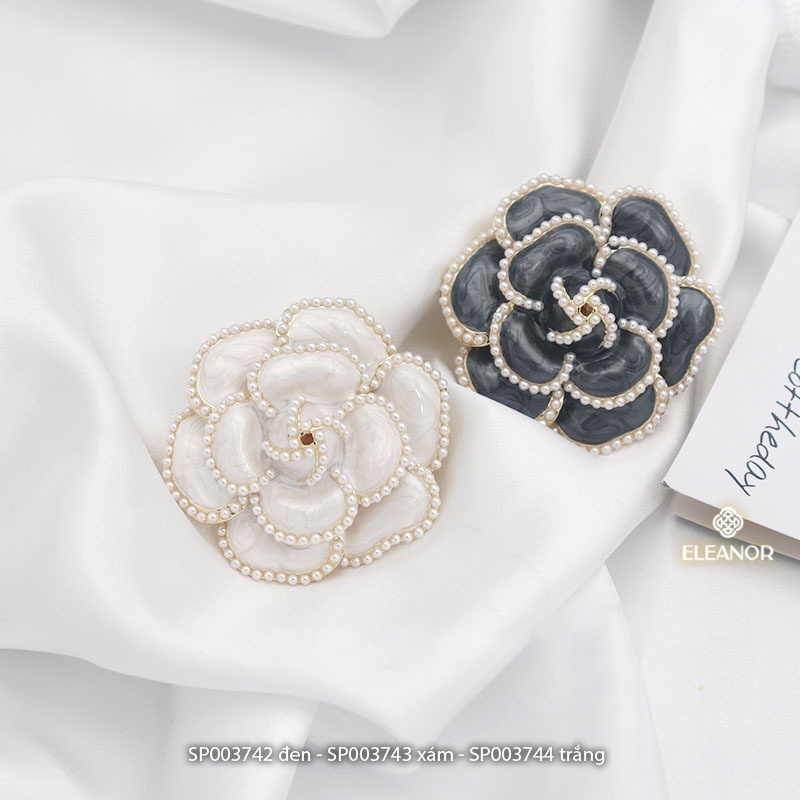 Ghim cài áo nữ Eleanor Accessories hình hoa hồng đính ngọc trai nhân tạo phụ kiện thời trang 3742
