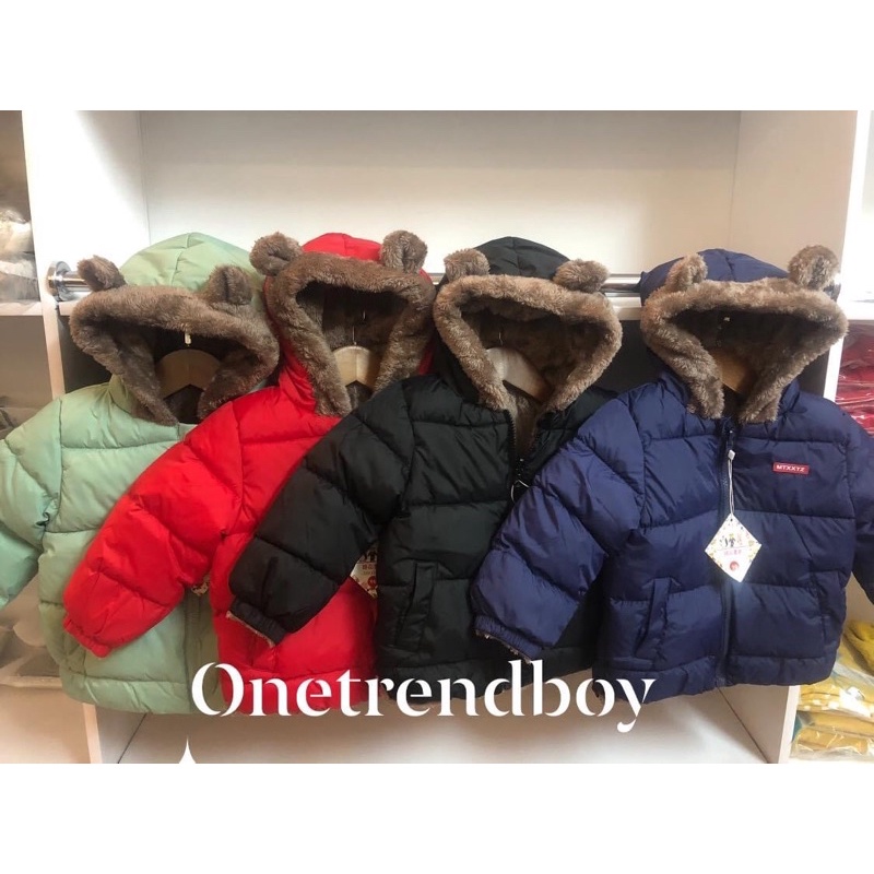 Áo phao tai gấu lót lông siêu ấm  hàng Quảng Châu cao cấp cho bé trai và bé gái