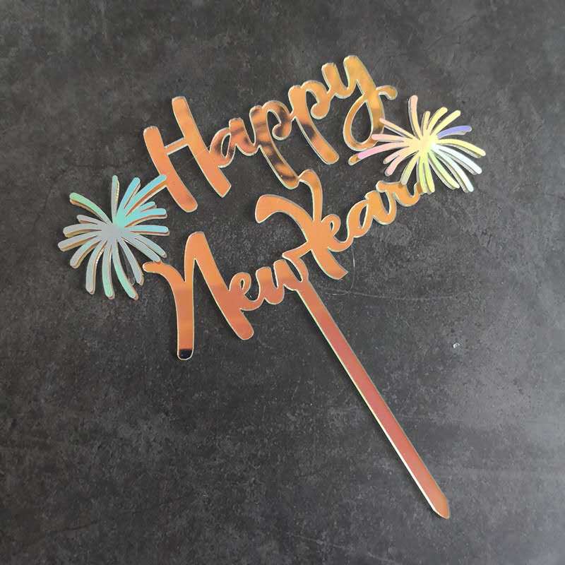 Bánh Topper Happy New Year Bánh acrylic Topper Golden Trang trí tiệc Nguồn cung cấp