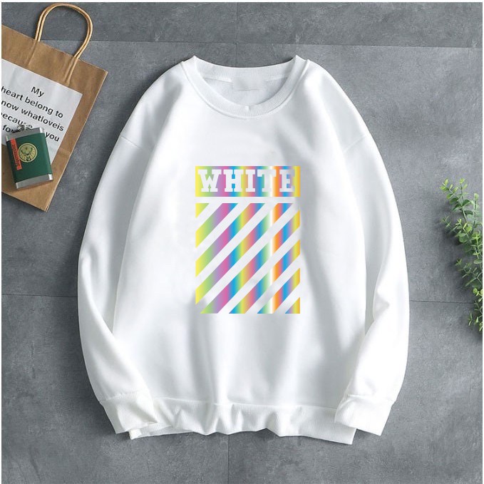 [HOT] Áo Sweeter Nỉ Trơn Dài Tay Off White Phản Quang LÂM PHONG SHOP