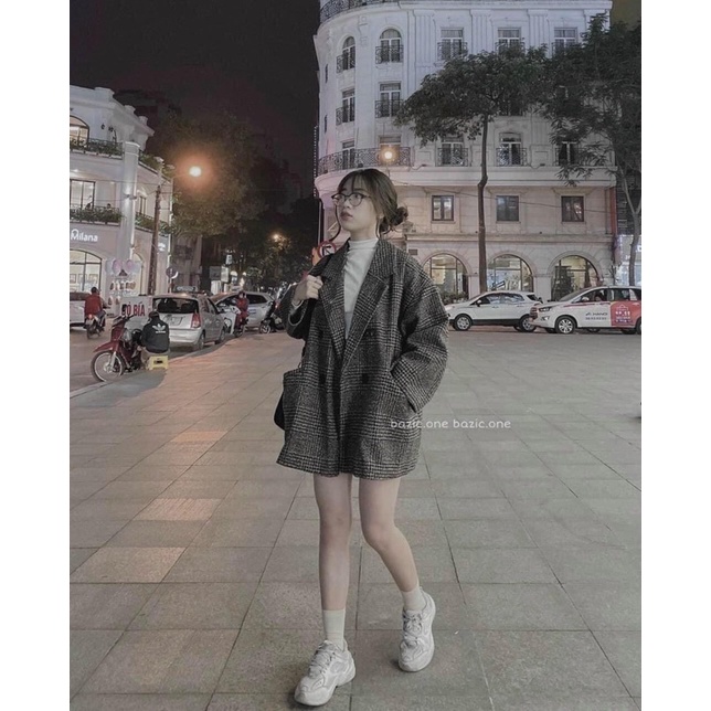 ÁO KHOÁC BLAZER KẺ 2 LỚP DÀY DẶN