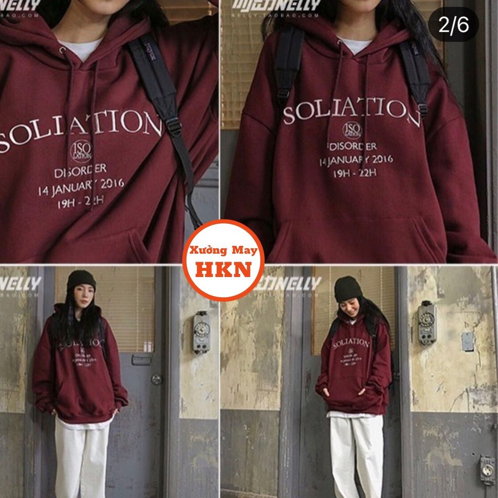 Áo Hoodie Soliation Nữ Màu Đỏ Mã 767 Xưởng May HKN