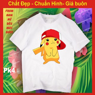 áo thun pikachu 4, chất đẹp bao đổi trả