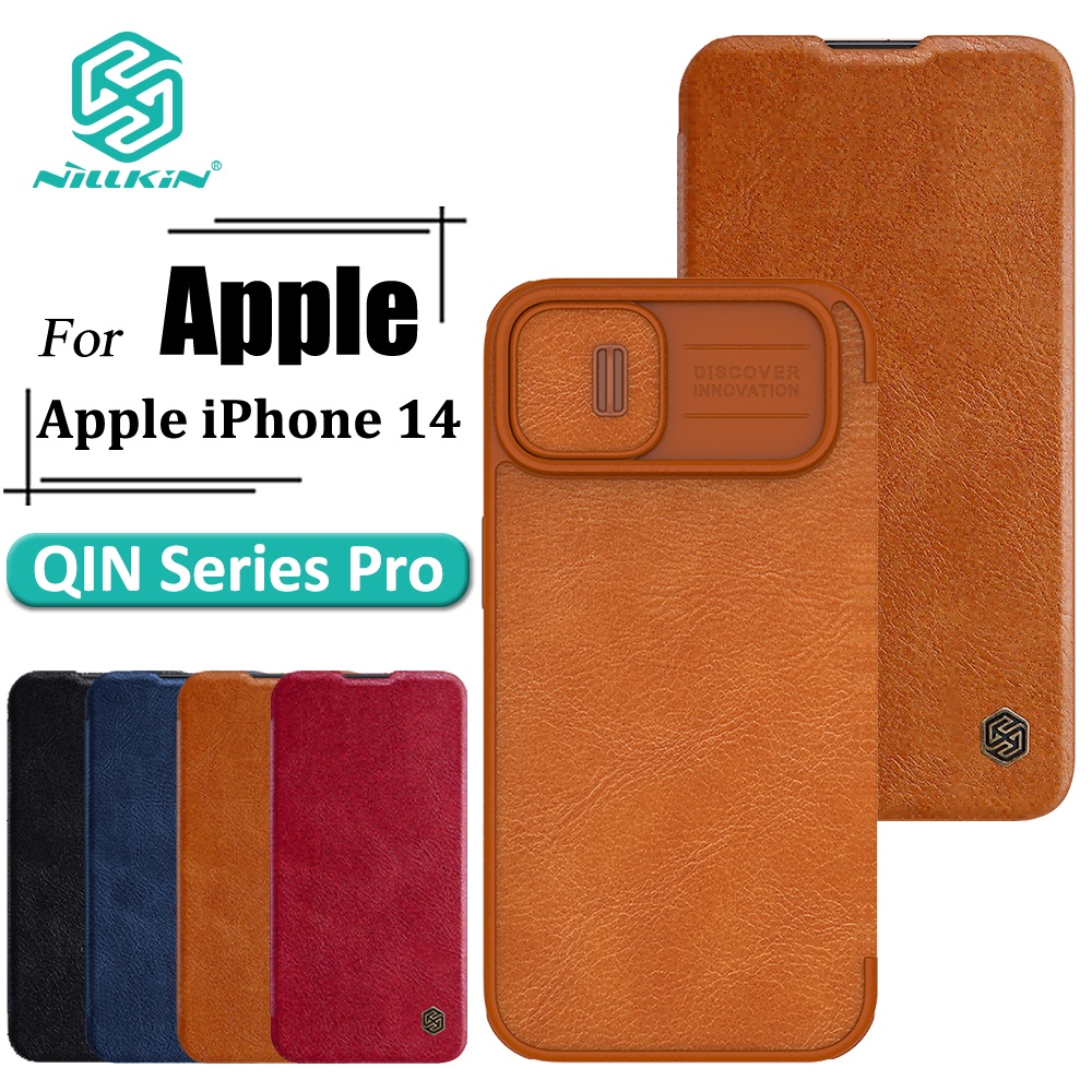 Bao da điện thoại NILLKIN nắp lật chống sốc có ngăn giữ thẻ thích hợp cho iPhone 14