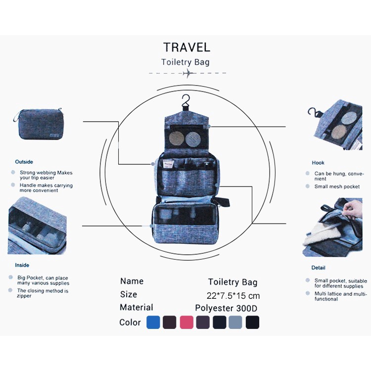 Túi đựng mỹ phẩm và dụng cụ vệ sinh cá nhân tiện lợi cho du lịch