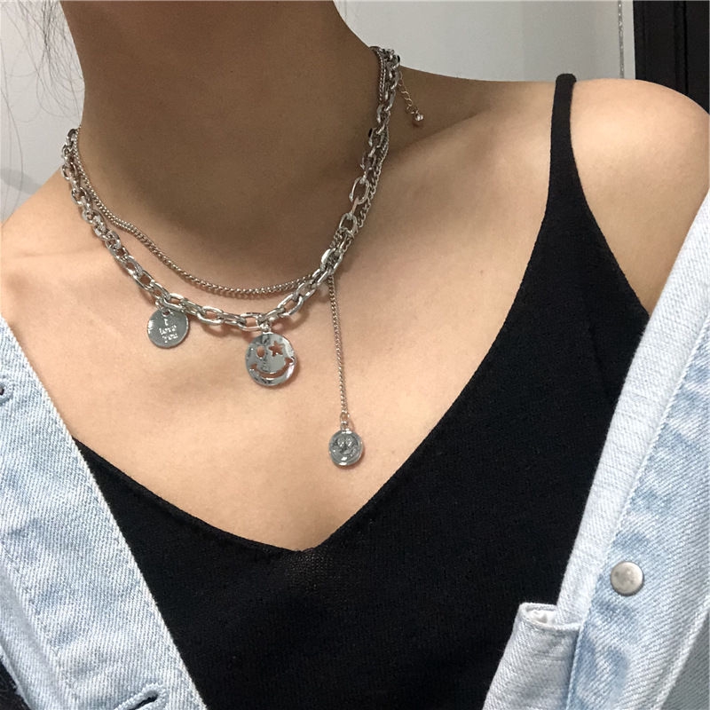 Dây Chuyền Hai Lớp Mặt Hình Mặt Cười Độc Đáo 23238