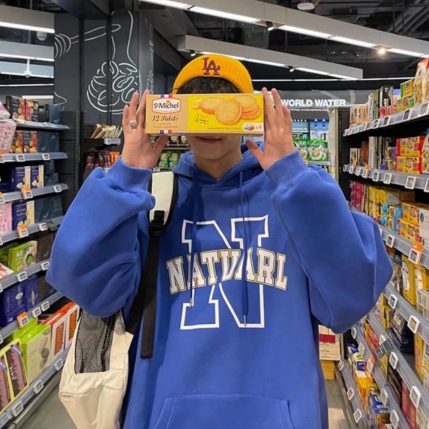 Áo Hoodie Cotton Dáng Rộng In Chữ Phong Cách Hàn Quốc Thời Trang Cho Nam Nữ