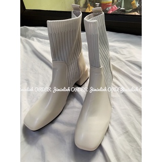 Ảnh thật/ORDER: Boot len bọc da gót vuông 5cm