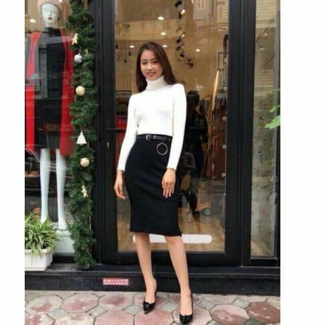 Chân váy len đũa dáng dài xẻ sau kèm đai | BigBuy360 - bigbuy360.vn