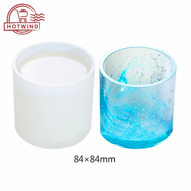 HW DIY Cube Resin Silicone Mold Flower Pot Pen Holder Mould