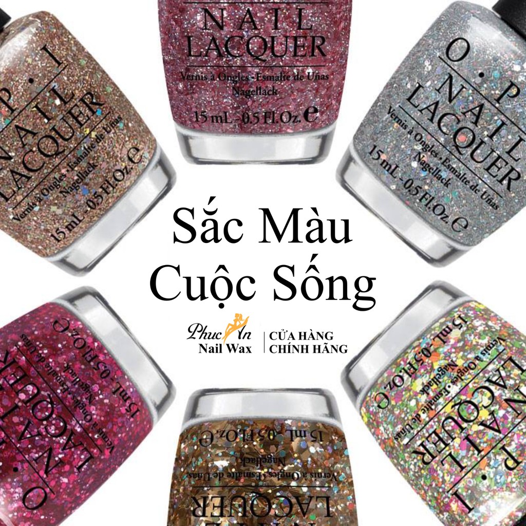 Sơn Móng Tay Opi BST Nhũ Kim Tuyến Chính Hãng Mỹ USA , Sơn Opi Nắp Đen Và Opi Shine , Phúc An Nail Wax