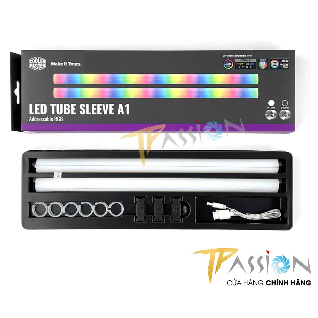 Bọc ống tản nhiệt nước Cooler Master Addressable RGB LED Tube Sleeve A1 - Chính hãng, 30 bóng LED ARGB 5v neon mịn đẹp